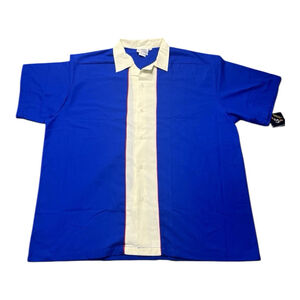Cruisin’ USA Retro Bowling Shirt Blue White 2XL Rockabilly Lounge 2010 NWT